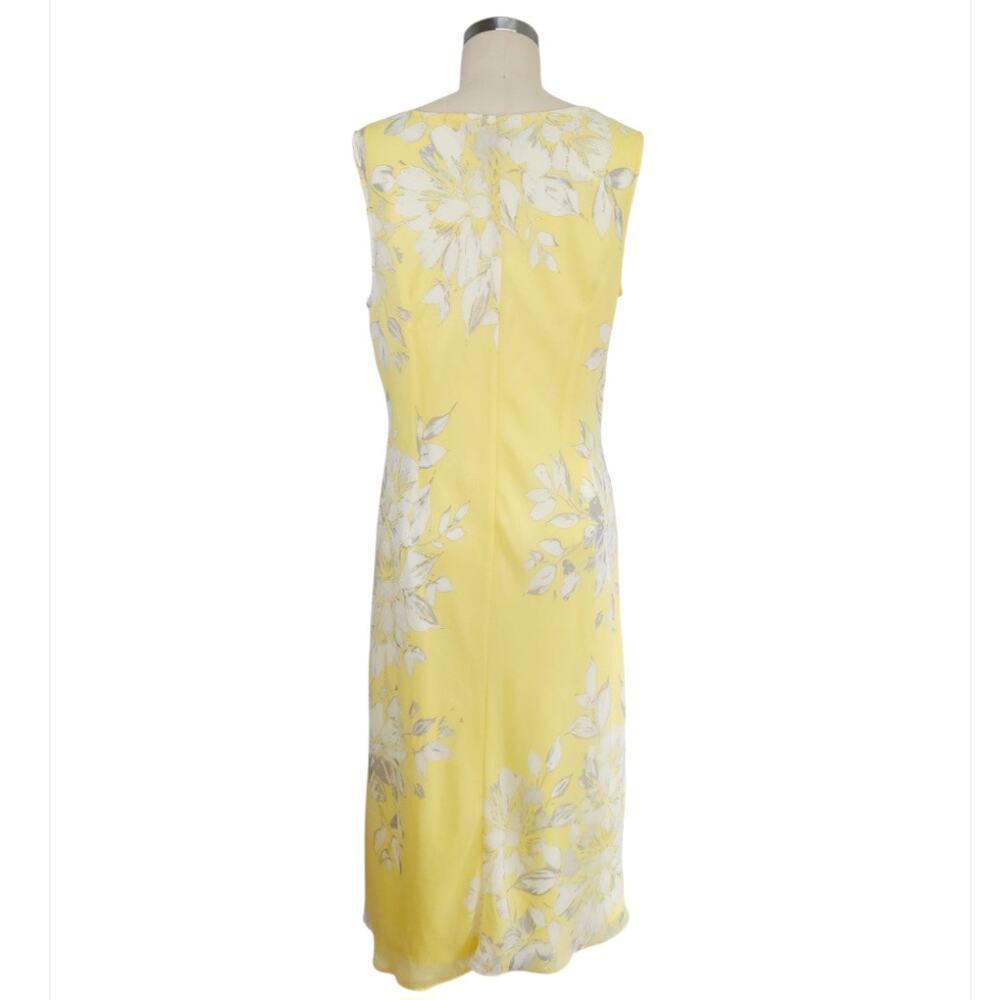 Sandra Darren Floral Midi Dress Jacket Set Sz 12 Yellow Wedding Guest Church EUC - Picture 8 of 14